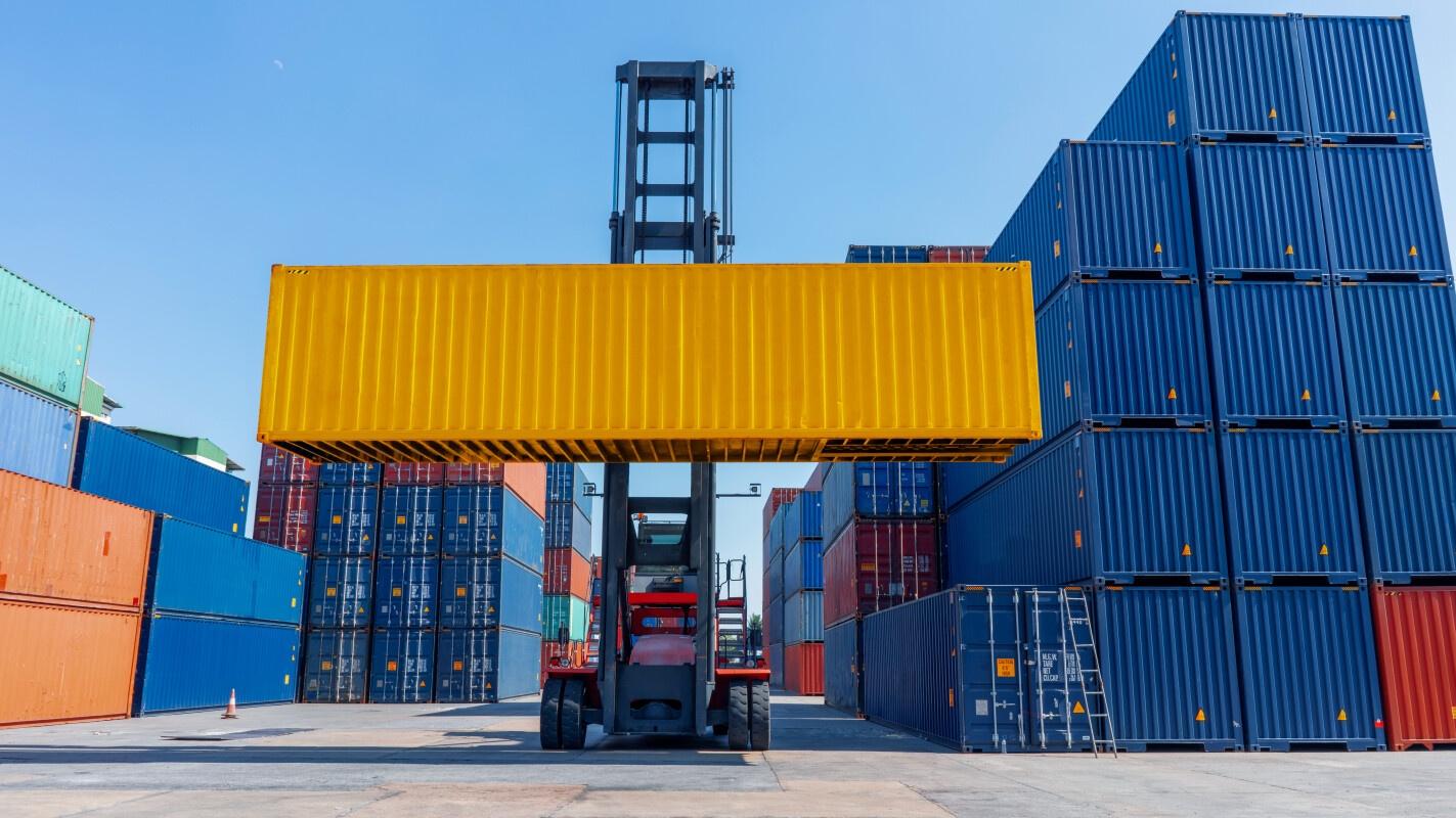 yellow container in depot